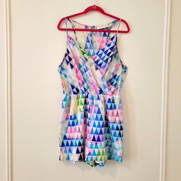 Amanda Uprichard Pants - Amanda Uprichard for REVOLVE Geometric Pattern 100% Silk Romper - Size Large